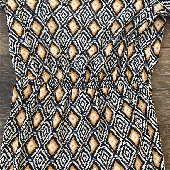 Navy & Mustard Pattern Dress - Picture 5 of 9